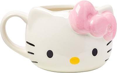 Cup in 3D sculpted ceramic Silver Buffalo Hello Kitty with pink knot, 20 oz.. DIAYTAR Nigeria — the online store where variety meets value.