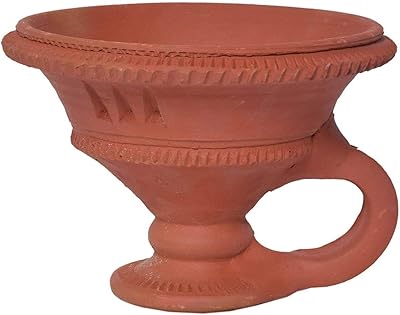 Ultimate handmade terracotta mart/decorative terracotta/loban diya natural clay diya/dub dhan stove with handle (brown_13 x 10 cm).. From essentials to electronics, DIAYTAR Nigeria ships your order in no time.