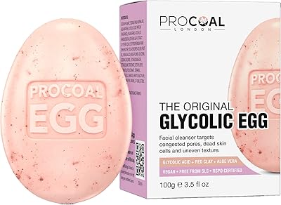 Procol Glycolic Egg Cleanser - Face cleaning soap with glycolic acid for radiant, radiant and rejuvenated, vegan and without cruelty to animals, made in the United Kingdom, 100 g.. Enjoy effortless shopping and speedy delivery with DIAYTAR Nigeria.