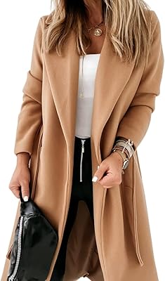Classic coat for women with open and long belt collar.. DIAYTAR NIGERIA combines affordability, variety, and convenience with nationwide delivery services.