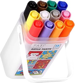 Acrylic tired acrylic pens, set of permanent water markers to paint on rocks, glass, wood, ceramics, stone, paper, fabric, school projects, crafts and Easter eggs (12).. Order today, receive in days — DIAYTAR Nigeria makes it possible.