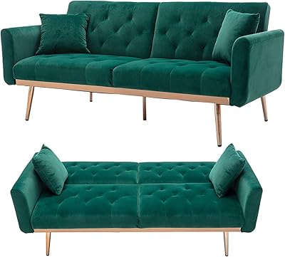 Luxury and modern velvet luxury sofa bed (dark green).. Unlock access to a wide range of products with DIAYTAR NIGERIA's affordable e-commerce platform.