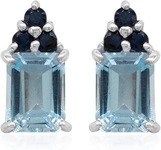 Ear buckle for woman in silver sterling 925 with natural blue topaz and blue sapphire.. Shop the future with DIAYTAR NIGERIA - thousands of products, unbeatable prices, delivery within a week.