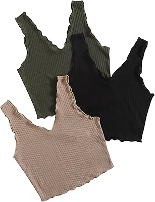 Tank top for women Georglitter, united tank top with lettuce edge, 3 pieces.. From fashion trends to home essentials — find it on DIAYTAR Nigeria.