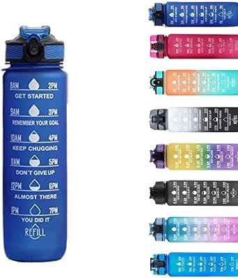 Large bottle of water of 1 l, bottle of Tritan sports water with time markers, waterproof water bottle for children, bottles of school water (blue).. Experience shopping satisfaction with DIAYTAR NIGERIA's vast selection and nationwide delivery service.