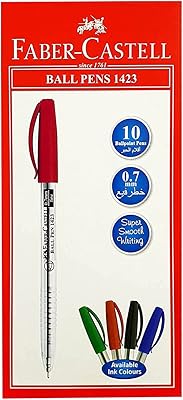 Faber Castell ball pen 1423 0.7 mm, box of 10, red, 142321 10.. DIAYTAR NIGERIA: Where shopping dreams become reality with affordable prices and prompt shipping.