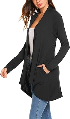 Casual cardigan for women with long sleeves, open on the front and light, with pockets.. DIAYTAR NIGERIA brings the marketplace to every Nigerian home with affordable prices and quick delivery.