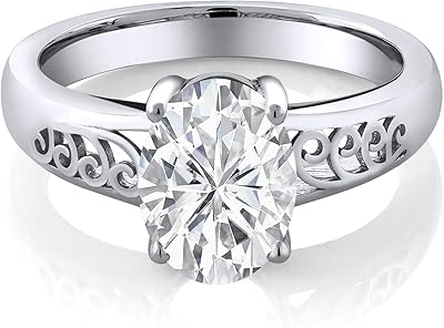 Solitaire ring curl into me in sterling 925 silver, oval, almost colorless, moissanite 2.10cttw.. Get access to thousands of affordable products only on DIAYTAR Nigeria.