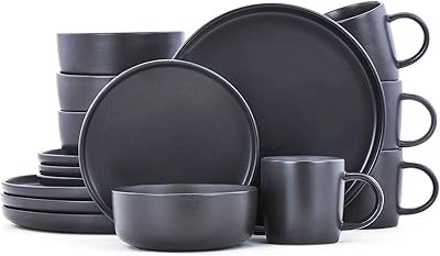 DAWN FamiWare Coat service, 16 plates for 4 people, matt black.. DIAYTAR NIGERIA brings online shopping to every Nigerian with affordable prices and reliable shipping.
