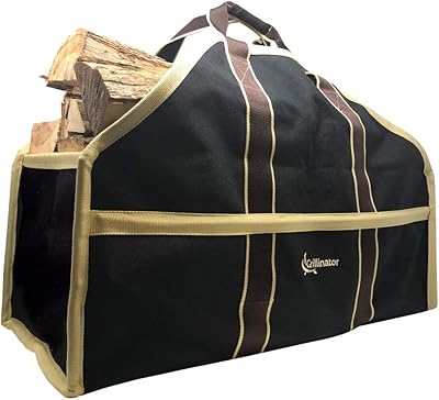 Grillinator wood support - Black - Robust wooden transport bag - Personal design with padded handles - capacity of 16 gallons for fireplace, beach and grocery store.. Make every purchase count with DIAYTAR Nigeria — shop smart, shop fast.