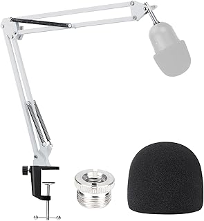Usherz razer siren mini boom boom with anti-pop filter-microphone foot with foam cover compatible with the mini Razer Siren diffusion microphone (white).. DIAYTAR NIGERIA: Nigeria's answer to affordable online shopping with reliable 5-8 day delivery guarantee.