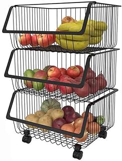 ROKUIMEI Basket support for 3 -layer fruits and vegetables, storage unit and organization in carbon steel, kitchen storage support (black, 3 layers, fruit and vegetable basket support).. Shop from our extensive catalog at DIAYTAR NIGERIA and enjoy doorstep delivery in just 5-8 days.