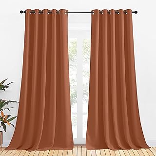 Curtains with thermal insulation orange burned Nice Town for the living room, United Occultant Curtains for Bedroom (Lot of 2, 70 x 95 "L).. Shop with purpose at DIAYTAR NIGERIA and receive quality products at budget rates within 8 days.