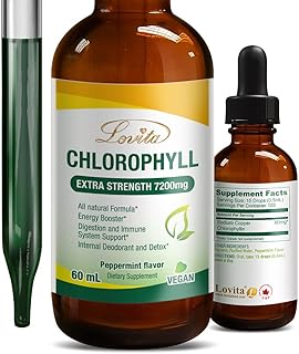 Lovita liquid chlorophyll 7200 mg, fully natural formula of liquid chlorophyll drops with copper for digestion, support of the immune system, internal deodorant and antioxidants, 60 ml.. DIAYTAR NIGERIA: Making quality products accessible to all Nigerians at affordable prices.