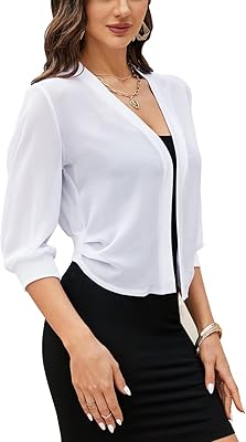 Cardigan Bolero Woman Open on the front in 3/4 sleeve mousseline.. Your ultimate shopping destination, DIAYTAR NIGERIA combines extensive selection with affordable shipping.