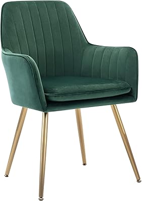 Mahmai Gold Beach dining room chair in velvet, modern leisure chair with gold plated feet, padded lounge chair (green, 1 room).. Discover unbeatable variety on DIAYTAR Nigeria — shop today, delivered this week.