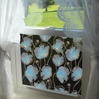 Flortliase confidentiality film in the shape of a golden flower, static double -sided static sticker for window, door and glass decoration, 35.43 "of width, blue poppy with black background.. The future of online shopping in Nigeria is here — welcome to DIAYTAR.