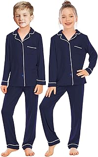 Two -room pajamas long -sleeved buttoned for girls and boys, suitable for children from 5 to 14 years old.. DIAYTAR NIGERIA revolutionizes online shopping with competitive prices and reliable 5-8 day delivery.