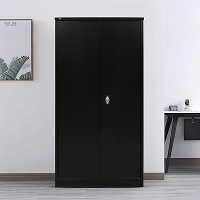 Rigid office cabinet, robust steel, curved shape (black color), 0.7 mm thickness.. Shop with purpose at DIAYTAR NIGERIA and receive your purchases at unbeatable prices within the week.