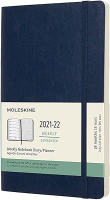 Moleskine Classic weekly agenda 18 months 2021-2022, flexible cover, size L (5 x 8.25), Bleu Saphir.. Spend less, get more — that’s the DIAYTAR Nigeria promise.