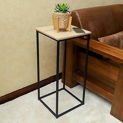 YATAI Square Wooden Appoint Table with Metal Structure, Coffee Table - Wooden Bedside Table - Living room table for bedroom - Desktop (L size).. DIAYTAR NIGERIA: Putting quality products within reach of every Nigerian through our affordable marketplace.