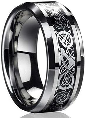 Stainless steel ring in titanium and Celtic Dragon Black silver for men, 8 mm wedding ring, titanium jewelry.. DIAYTAR NIGERIA transforms wishes into deliveries with our affordable and reliable e-commerce platform.