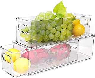 Package of 2 storage bins for fridge with sliding drawer together.. Experience the ultimate in shopping convenience with DIAYTAR NIGERIA's vast catalog and 5-8 day delivery.