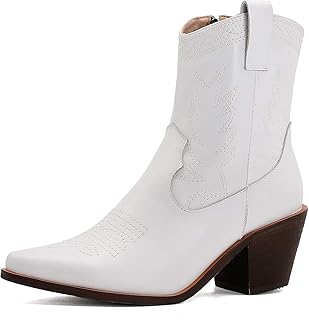 Cow-girl Western Arca, cowboy boots embroidered with thick heels with zipper.. DIAYTAR NIGERIA: Where every purchase is affordable and delivery is always within a week.