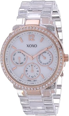XOXO women's watch, quartz movement, analog display and plastic bracelet, xo5528, rose gold.. Your favorite brands are just a click away on DIAYTAR Nigeria.