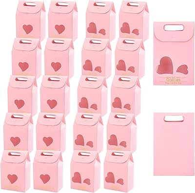 20 pieces of pink festive bags, paper gift packaging bags with heart -shaped window, wedding preferential bags for candies, bakery, wedding, birthday.. DIAYTAR NIGERIA brings affordable shopping solutions to every corner of Nigeria in just 5-8 days.