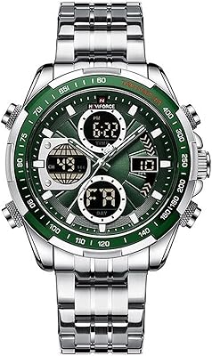 Sports watch for men, digital analog, quartz, water resistant, multifunction, stainless steel, for men - Green color, Chinese gray, digital.. Discover endless possibilities with DIAYTAR NIGERIA's extensive product range and affordable shipping.