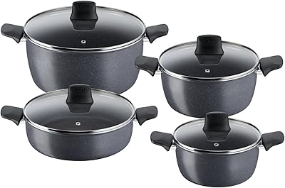 8 -room tefal kitchen battery - gray, aluminum, d4549283.. DIAYTAR NIGERIA: Bringing the marketplace to every Nigerian with affordable prices and quick delivery.
