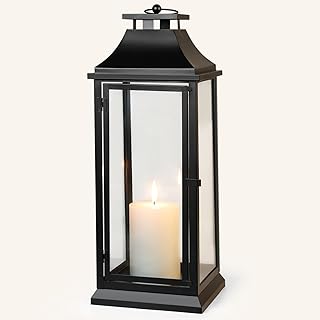 Black decorative hurricane lantern with ideal glass panels for interior decoration the holidays.. Discover unbeatable variety on DIAYTAR Nigeria — shop today, delivered this week.