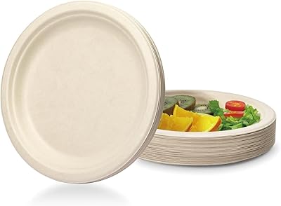 Disposable round plate in 100 % biodegradable and ecological sugar cane fiber.. Order now, relax later — DIAYTAR Nigeria ships in 5 to 8 days.