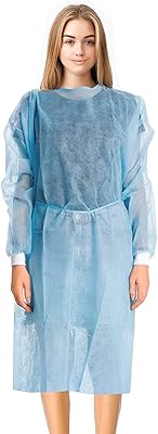 Amazing disposable isolation blouses. Package of 10 Blue Dresses SPP 45 g/m2. X-Laboratory Laboratory Blouses to the knees with long sleeves, knitted wrists, back links. Unisex breathable EPI clothing... DIAYTAR NIGERIA: Connecting Nigerians with affordable products delivered promptly nationwide.
