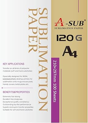 Sublimation paper A-SUB A4, 210 x 297 mm, 100 sheets, 120 g/m2, compatible with Epson, Sawgrass, Ricoh, Sublimation Printer Brother.. No more overpriced stores — DIAYTAR Nigeria brings the best to your door.