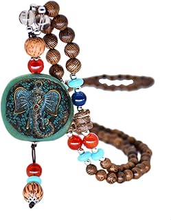 Vintage long necklace handmade in turquoise wooden pearls for women, costume jewelry, metal.. DIAYTAR NIGERIA: Where every shopping need is fulfilled with affordable prices and nationwide shipping.