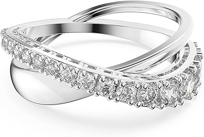 Ring from the Swarovski collection for women, shiny white crystal with Rhodié curved pattern, Swarovski Twist collection, metal.. Your complete shopping solution, DIAYTAR NIGERIA delivers variety and value within the week.