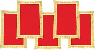 Shopkart asan fabric/velvet altar (pack of 5) 7 "x 9", sacred fabric carpet for idols of the gods, to keep the accessories (red).. No stress, no delays — DIAYTAR Nigeria is your trusted shopping partner.