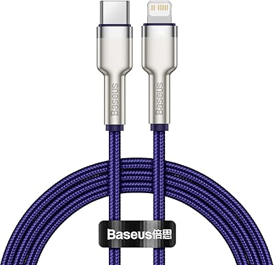 Basius Cavall USB data transfer cable to Lightning 20W, size 1 meter, purple.. DIAYTAR NIGERIA: Nigeria's answer to affordable online shopping with reliable 5-8 day delivery guarantee.