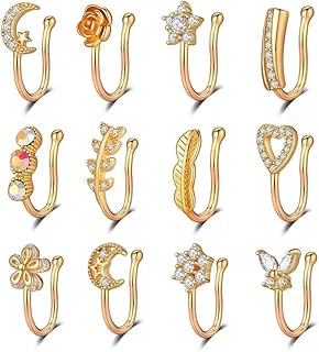 12pcs False Nose Nose Nose None Piercing Inlaid Cubic Zircony Clip On Star Nose Ring Leaf Flower Heart Form False Nose Nose Ring For Women And Girls Silver Gold.. DIAYTAR NIGERIA: Bringing quality products to every Nigerian with affordable nationwide delivery.