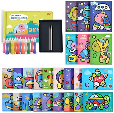 Painting kit on sand painting, 64 pieces of painting on sand with 24 sheets of sand drawing card and 24 wooden clips, set of artistic toys for children.. Discover why DIAYTAR NIGERIA is the smart shopper's choice for affordable products delivered nationwide.