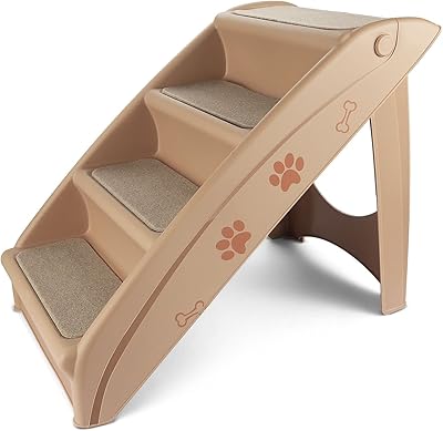 Foldable staircase for pets, for dogs, cats, portable plastic foldable ladder for long bed, interior and exterior, easy storage, beige decoration supplies.. DIAYTAR NIGERIA connects you with endless possibilities through our affordable e-commerce platform.