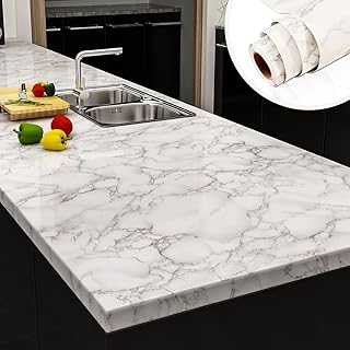 Shiny vinyl sticker in white, gray and white granite, wall sticker for kitchen decoration, table top, furniture, shelf renovation, 60 cm x 5 m.. Your everyday shopping companion, DIAYTAR NIGERIA offers unbeatable value with nationwide delivery.