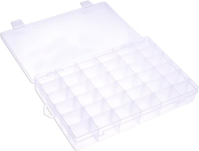 Transparent plastic jewelry box with 36 D-pies with adjustable separators 27 cm x 18 cm x 4.3 cm.. DIAYTAR NIGERIA: Nigeria's answer to affordable online shopping with reliable 5-8 day delivery guarantee.