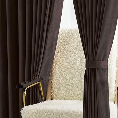Curtains in velvet 2 semi-occultant rooms for living room, office, dining room (L300 x L270 cm, chocolate).. DIAYTAR NIGERIA redefines convenience with our vast product selection and swift nationwide delivery.