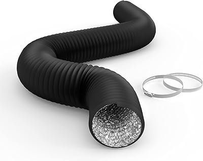 Flexible iPower 4 inches 8 feet of aluminum duct, 4 protective layers, dryer ventilation pipe for CVC, heating, cooling, ventilation and exhaust, 2 tightening necklaces included, black.. DIAYTAR NIGERIA: Bringing affordable shopping solutions with a diverse product catalog delivered nationwide.