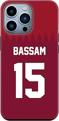 Tough pro series stylized shell for Apple iPhone 13 Pro, Double PC hybrid Double Custom TPU with interior protection in TPU MATE Finish - Football team - Qatar, player name - Bassam.. Experience shopping freedom with DIAYTAR NIGERIA's vast selection and 5-8 day nationwide delivery service.