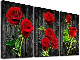 Wall art on canvas for bedroom, family decoration, living room, modern house decoration, bathroom, dormitory, kitchen, red roses, interior decoration, 3 pieces.. DIAYTAR NIGERIA: Redefining e-commerce with affordable prices and reliable nationwide shipping.
