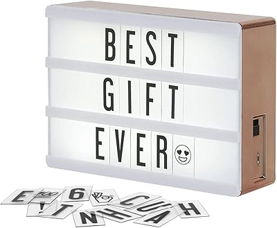 My Cinema Lightbox - Rose gold light box, 4 x 6 inch - Mini LED light box for children with 100 letters, numbers and emojis - Mini DIY panel, with woven USB cable in matching pink gold.. Elevate your shopping experience with DIAYTAR NIGERIA's vast catalog and budget-friendly options.